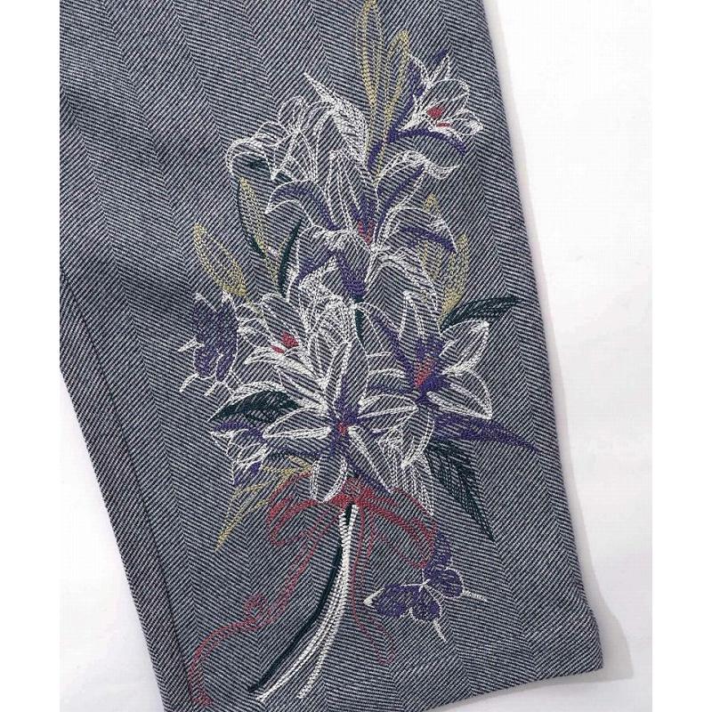 パンツ SALE is ScoLar イズ スカラー 553280 異素材切替×花束刺繍パンツ ボトムス シック フェミニン 原宿系 個性的 ポイント | iS ScoLar | 08