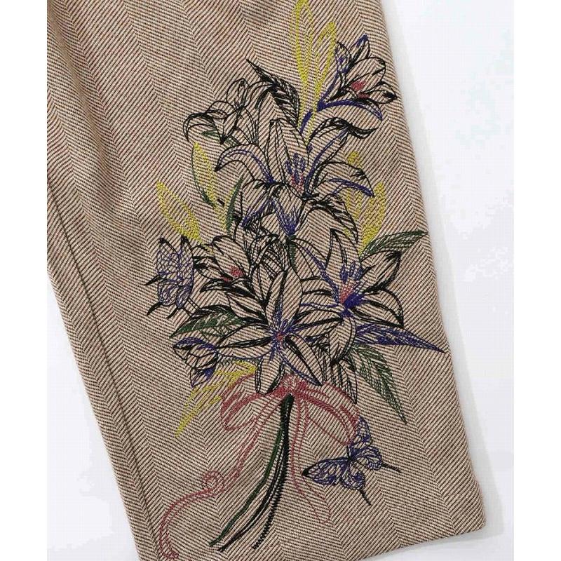パンツ SALE is ScoLar イズ スカラー 553280 異素材切替×花束刺繍パンツ ボトムス シック フェミニン 原宿系 個性的 ポイント | iS ScoLar | 09