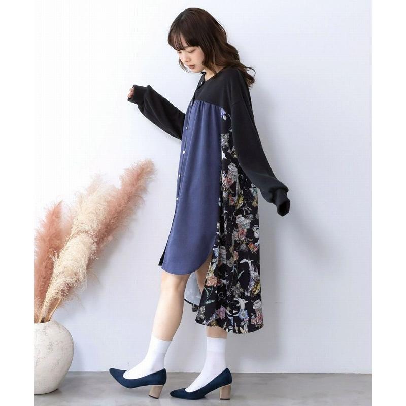 カーディガン SALE is ScoLar イズ スカラー 553286 アンティーク柄 3素材切替ロングカーディガン 羽織り シック フェミニン ガーリー 原宿系 個性的 ポイント | iS ScoLar | 05