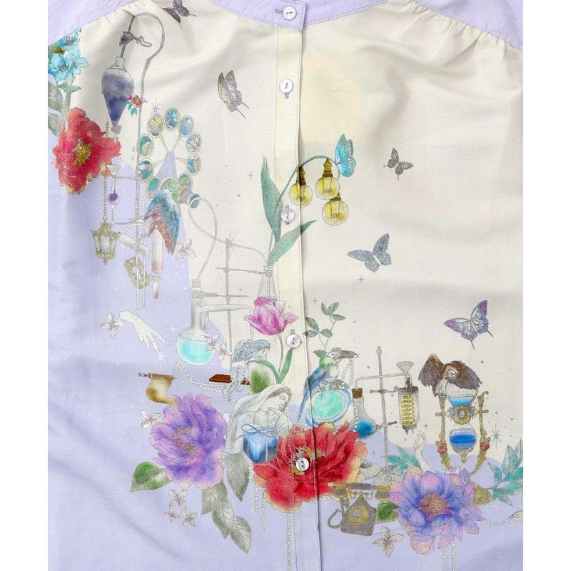 シャツ SALE is ScoLar イズ スカラー 561202 布帛ｘシフォン異素材切替バイカラー花柄シャツ トップス シック フェミニン 原宿系 個性的 ポイント | iS ScoLar | 09