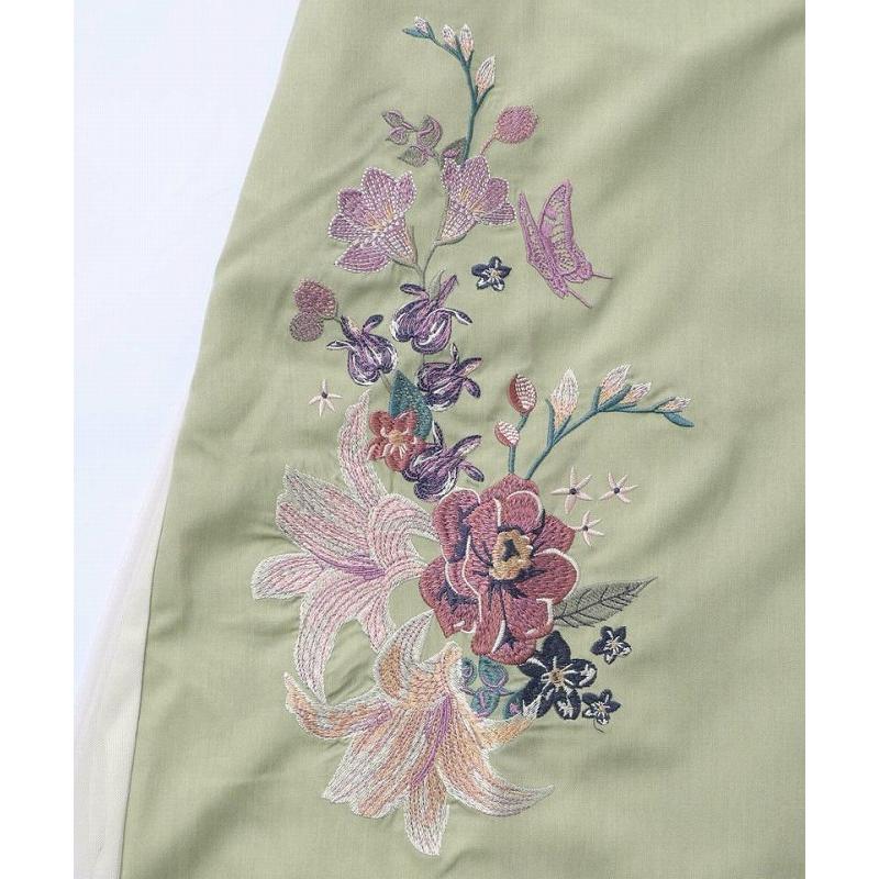新品タグ付 イズスカラー　561212：チュール重ね花刺繍ロングコート iS ScoLar（イズスカラー） コート SALE is ScoLar イズ スカラー
