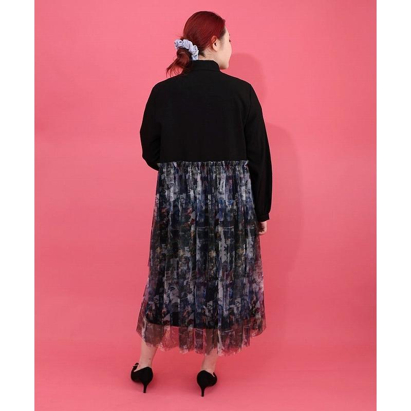 ワンピース SALE is ScoLar イズ スカラー 561237 魔女の秘密柄チュール重ね異素材切替シャツワンピース シック フェミニン 原宿系 個性的 ポイント | iS ScoLar | 05