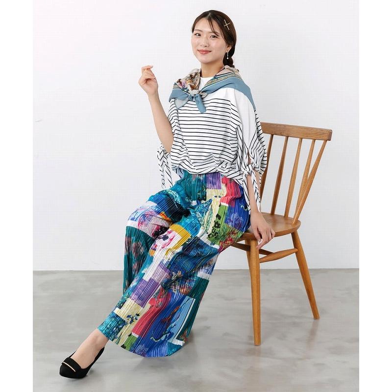パンツ is ScoLar イズ スカラー 562245 楽器×花コラージュ柄 ボドレー素材ワイドパンツ ボトムス カジュアル フェミニン シック 原宿系 個性的 ポイント | iS ScoLar | 03