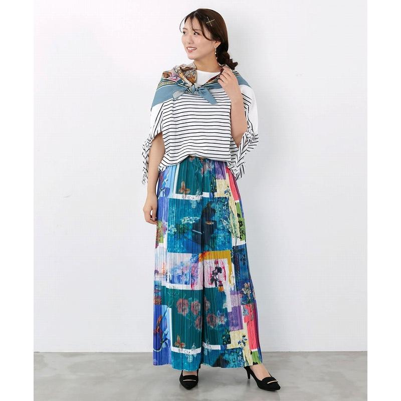 パンツ is ScoLar イズ スカラー 562245 楽器×花コラージュ柄 ボドレー素材ワイドパンツ ボトムス カジュアル フェミニン シック 原宿系 個性的 ポイント | iS ScoLar | 04