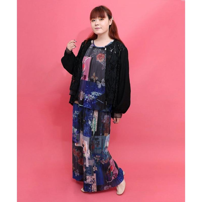 パンツ is ScoLar イズ スカラー 562245 楽器×花コラージュ柄 ボドレー素材ワイドパンツ ボトムス カジュアル フェミニン シック 原宿系 個性的 ポイント | iS ScoLar | 05
