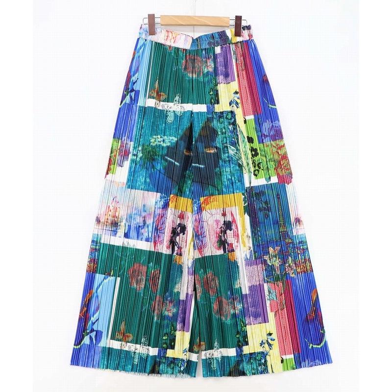 パンツ is ScoLar イズ スカラー 562245 楽器×花コラージュ柄 ボドレー素材ワイドパンツ ボトムス カジュアル フェミニン シック 原宿系 個性的 ポイント | iS ScoLar | 08