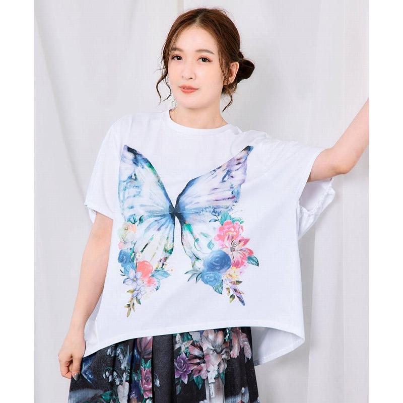 トップス is ScoLar イズ スカラー 562262 彩調 花蝶柄シルケットタッチプルオーバー カジュアル フェミニン ガーリー 原宿系 個性的 ポイント | iS ScoLar | 01