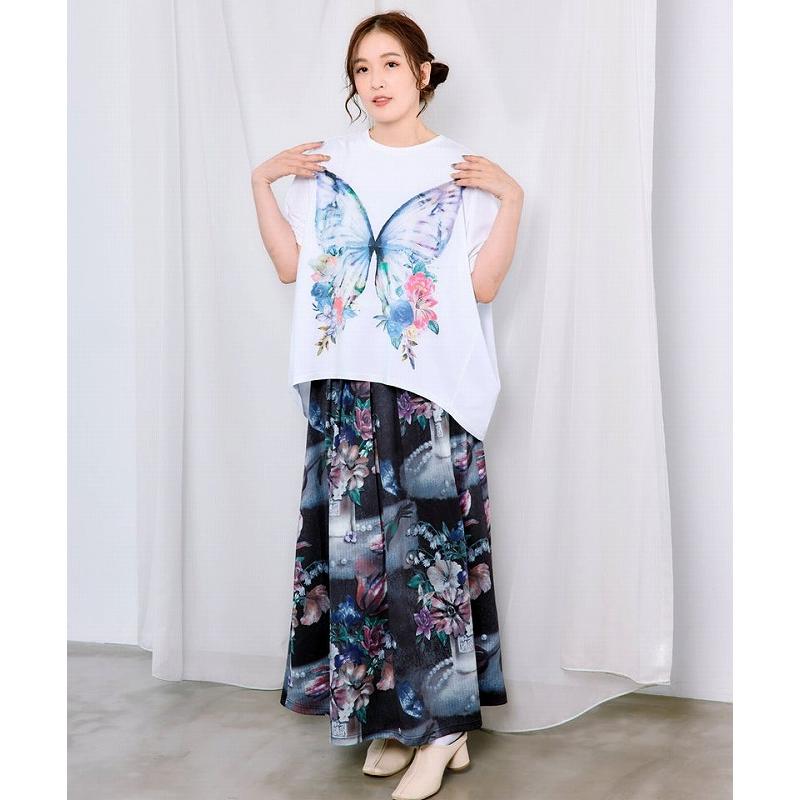トップス is ScoLar イズ スカラー 562262 彩調 花蝶柄シルケットタッチプルオーバー カジュアル フェミニン ガーリー 原宿系 個性的 ポイント | iS ScoLar | 04
