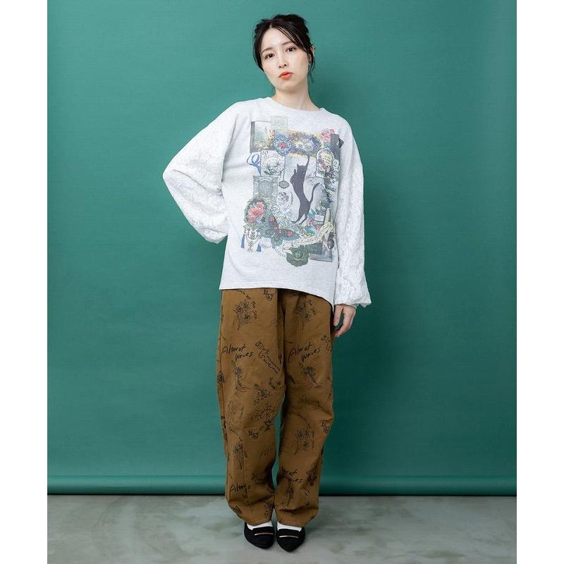 レディース ファッション かわいい パンツ ボトムス is ScoLar イズ スカラー 563222 アンティーク柄 デニムor綿ツイル バレルパンツ フェミニン 原宿系 個性的 | iS ScoLar | 04