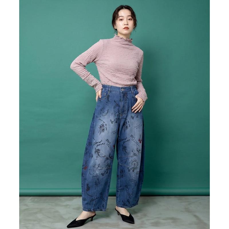 レディース ファッション かわいい パンツ ボトムス is ScoLar イズ スカラー 563222 アンティーク柄 デニムor綿ツイル バレルパンツ フェミニン 原宿系 個性的 | iS ScoLar | 06
