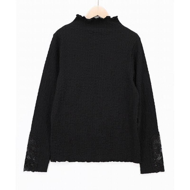 Tシャツ 新作 is ScoLar イズ スカラー 563231 チェス柄袖レース付き ハイネックシャーリングTシャツ トップス カジュアル フェミニン 原宿系 個性的 ポイント | iS ScoLar | 02