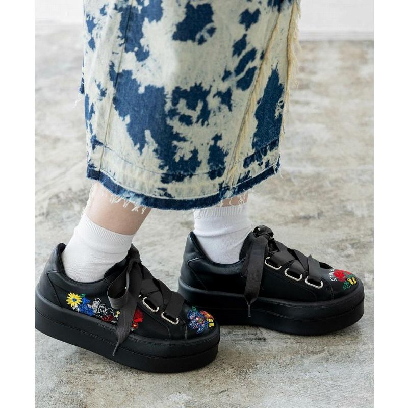 ScoLar（スカラー） シューズ SALE ScoLar SS-186 花ネコ刺繍厚底