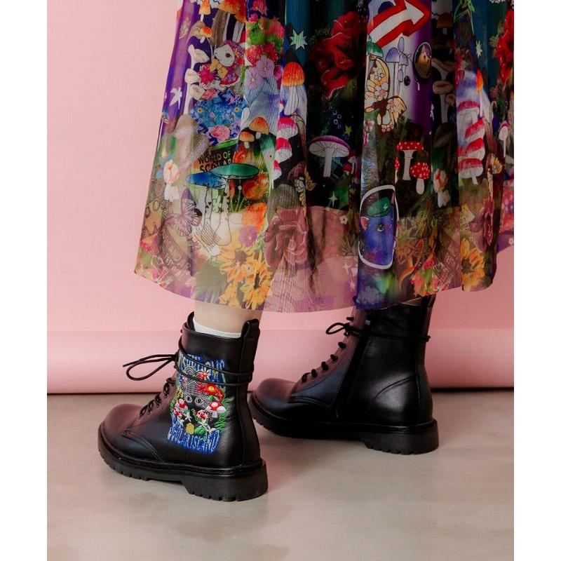 ブーツ SALE ScoLar スカラー SS-188 スカラーちゃんとキノコ刺繍ブーツ 靴 カジュアル ポップ メルヘン 個性的 原宿系 ポイント | ScoLar | 04
