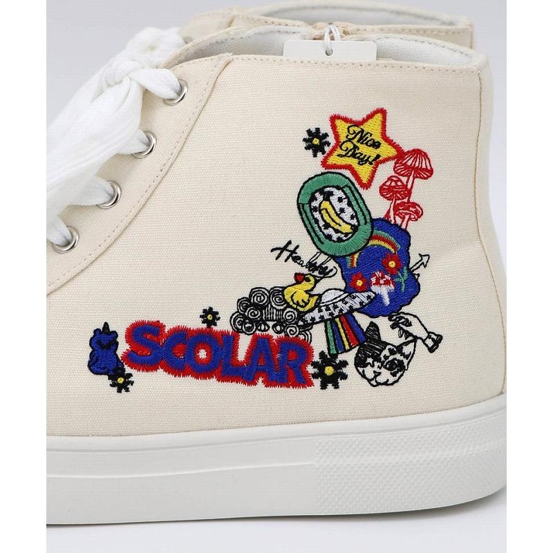 スニーカー 新作 ScoLar スカラー SS-195 ポップ刺繍入り ハイカットスニーカー 靴 カジュアル ポップ メルヘン 個性的 原宿系の画像