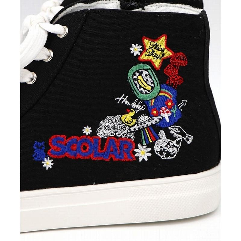 スニーカー 新作 ScoLar スカラー SS-195 ポップ刺繍入り ハイカットスニーカー 靴 カジュアル ポップ メルヘン 個性的 原宿系の画像