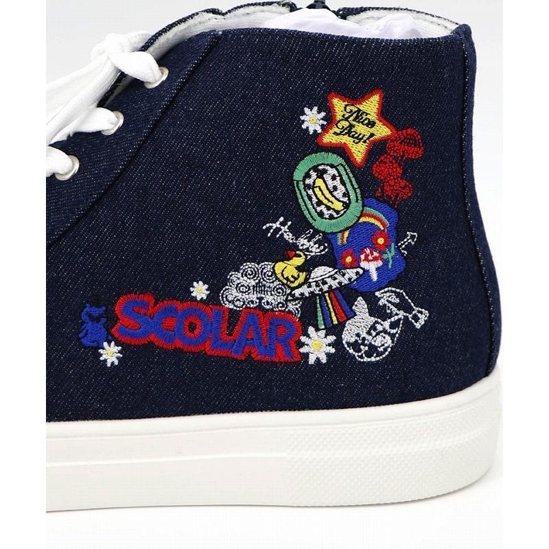 スニーカー 新作 ScoLar スカラー SS-195 ポップ刺繍入り ハイカットスニーカー 靴 カジュアル ポップ メルヘン 個性的 原宿系の画像
