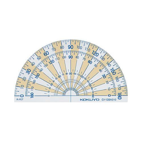 コクヨ 分度器　再生ＰＥＴ樹脂製　　９０ｍｍ×５０ｍｍ　半円 GY-GBA310 の商品画像