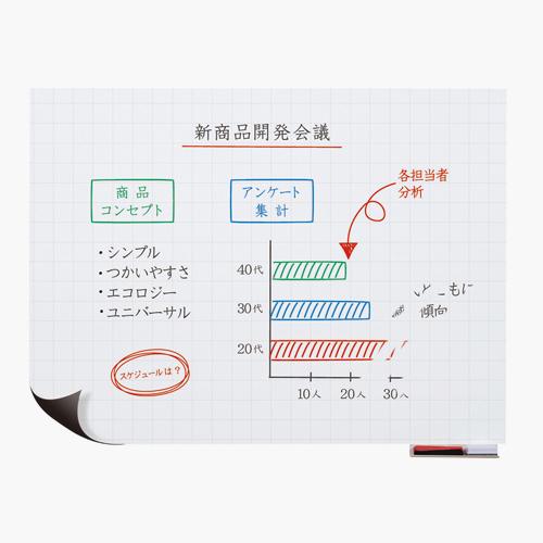 【お話中】ホワイトボードシート（ドット入り・W1800×H900mm）２枚セット マグエックス 暗線入りマグネットホワイトボードシート 超特大