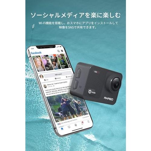 AKASO アクションカメラ V50X，4K30fps 20MP 64GB SDカード付き 新版6軸手ぶれ補正 4Xズーム WiFi対応 小型アクシ｜papyshop｜07