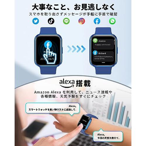 スマートウォッチ【2022人気モデル】通話機能付き Alexa音声 酸素濃度 1.7”大画面Bluetooth5.1 smart watch Lin｜papyshop｜04