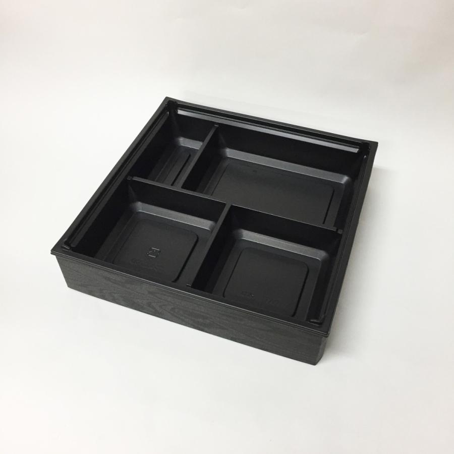 高級弁当箱 使い捨て ワン折重 70D黒焼杉/黒底/共蓋 (400セット)