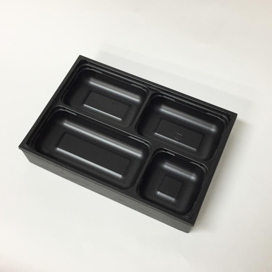 高級弁当箱 使い捨て ワン折重 81×55黒焼杉/SP-4黒底/共蓋 (400セット)