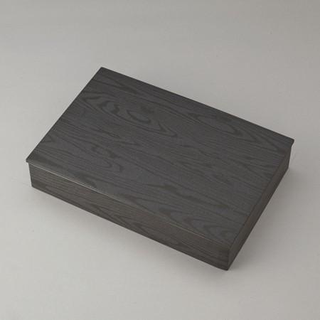 高級弁当箱 使い捨て ワン折重 90×60黒焼杉/J-6黒底/共蓋 (100セット)_2