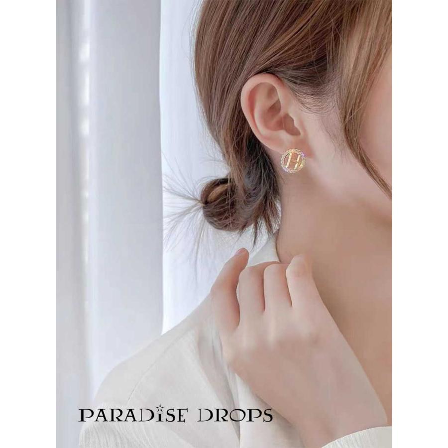 アルファベット　H　文字　ロゴ　イニシャル　ピアス　K14　キラキラ　丸形　お嬢様 可愛い 高級　高見え |  | 04