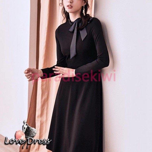 年のクリスマス パーティードレス 大人女子 リボン ミディ丈 フレアスカート ワンピース レディース 結婚式 二次会 ドレス 大きいサイズ エレガント 長袖 リボン フレアスカート ドレープスカート ミディ丈 カジュアル デート ワンピース チュニック Beta