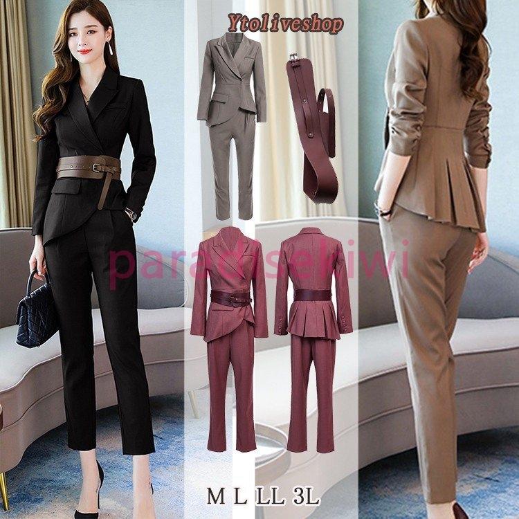 安心販売中 パンツスーツ レディース アシンメトリー テーラードジャケット ベスト付き 長袖 パンツ ストレート 大きいサイズ 販売商品 Fixinox Com Br