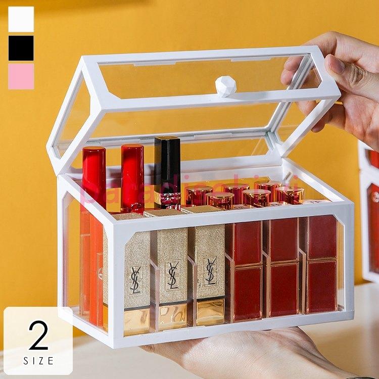 楽天1位 メイクボックス 化粧品 箱 仕切り 蓋つき リップ収納 口紅収納 収納 ドレッサー お手入れ 可愛い 便利 小物 ホワイト ブラック ピンク 道具 グッズ 全品送料無料 Turningheadskennel Com