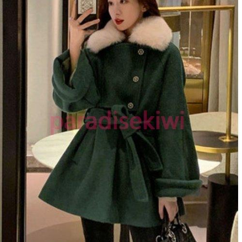 古典 デート 通勤 オフィス 冬 ウエストベルト ウエストリボン レディース ロングコート ファーの可愛いコート 代 50代 40代 30代 コート アウター Dagl Tg