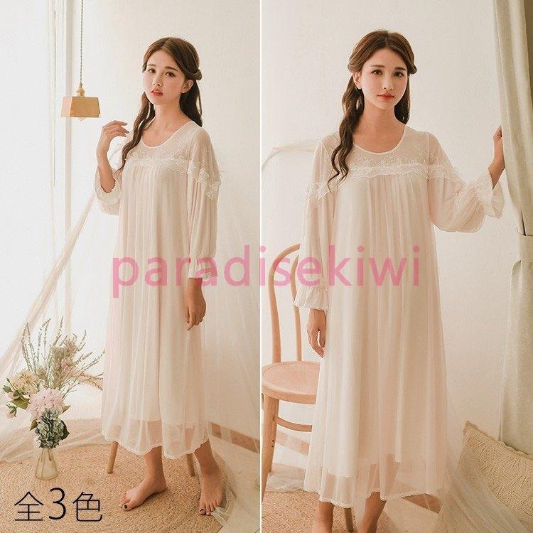 限定価格セール レディース レース 姫系 ネグリジェ 寝巻き 長袖 ロング丈 ふんわりかわいい Princess ロリータ ルームワンピース パジャマ ナイトウエア ナイティー 柔らかい Www Aqtsolutions Com