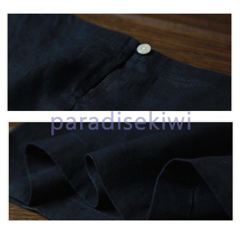 全商品オープニング価格 大人麻のワンピース 膝丈 ストレート ミセス お出掛け 濃紺 ネイビー フレンチ袖 ワンピース チュニック