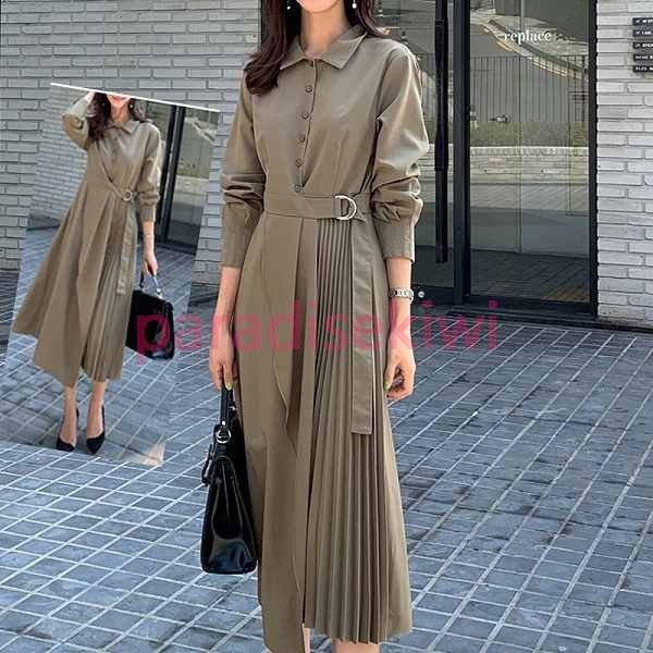 保証書付 ミモレ丈 秋冬ワンピース 長袖 イレギュラー プリーツ ブラウン ブラック 大人スタイル S M L Xl きれいめ 上品 60 Off Www Doctor Plan Com
