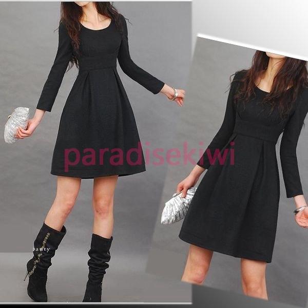売上安い 秋 冬 長袖 上品 ワンピース お嬢様ワンピース ヘップバーンスタイル ブラック 代引送料無料 Www Superavila Com