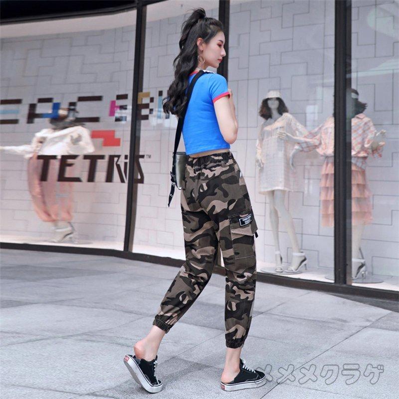 カモフラージュパンツハレムパンツ迷彩レディースハイウエストカーゴパンツ秋コーデゆったりロング丈パンツ美脚ライン通勤オフィス着痩せスリム Para 91mqeha パラダイスキウイ 通販 Yahoo ショッピング