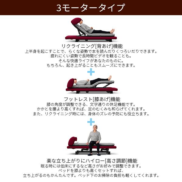 パラマウントベッド 電動ベッド インタイム2000 セミシングル アナライザー無し INTIME2000 3モーター RQ-2330N ボルドーレッド マットレス別売り|パラマウントベッドストア|02