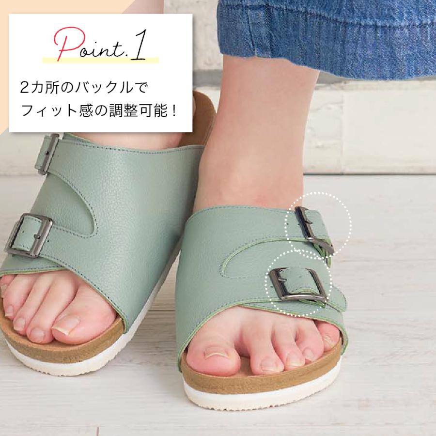 3E幅 フットベッド サンダル ぺたんこ 本革 日本製 セイロン CS250 サンダル レディス 女性 室内 野外 おでかけ カジュアル フィット感 調整可能 ベルト調節 夏 |  | 03