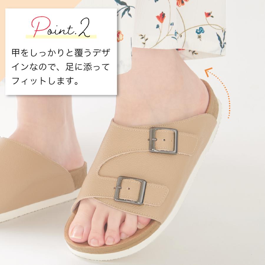 3E幅 フットベッド サンダル ぺたんこ 本革 日本製 セイロン CS250 サンダル レディス 女性 室内 野外 おでかけ カジュアル フィット感 調整可能 ベルト調節 夏 |  | 04