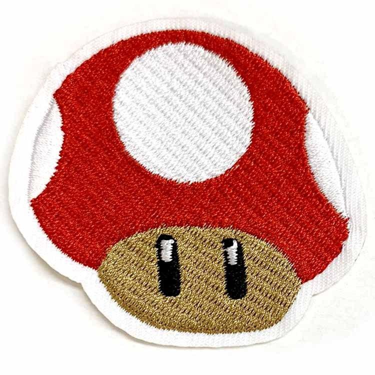 ワッペン マリオブラザーズ キノコ レッド 刺繍 アイロン キャラクター Mario アップリケ