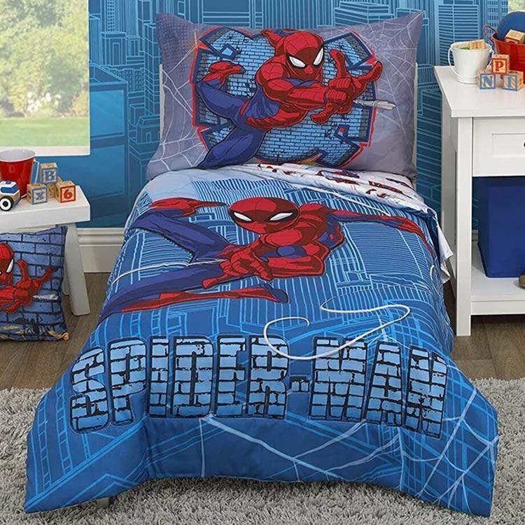 ディズニー スパイダーマン 子供 寝具 4点 セット トドラーベッ