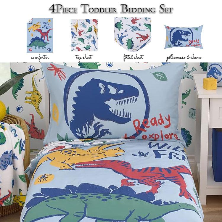 ジュラシックワールド 恐竜 子供 寝具 4点 セット トドラーベッ