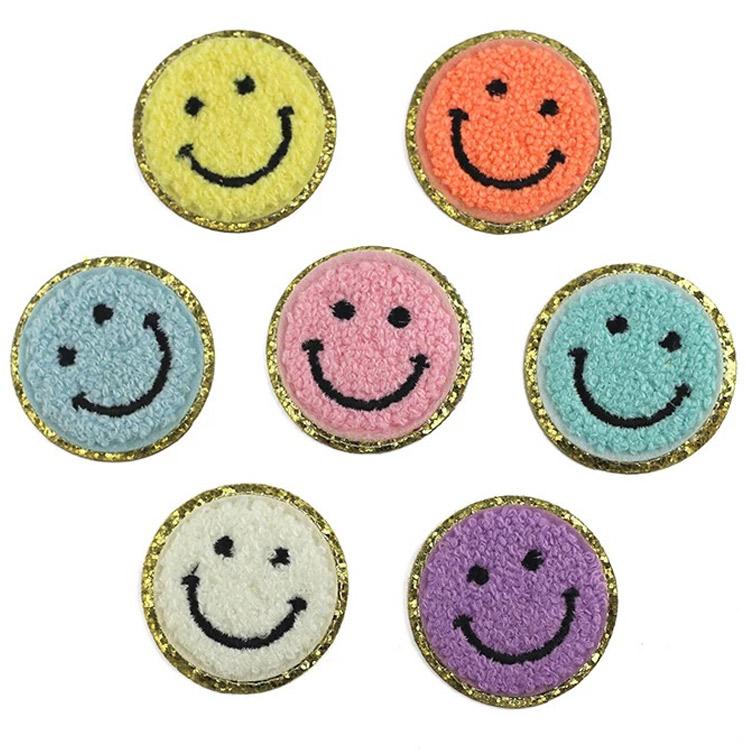 ワッペン スマイル キラキラ 刺繍 アイロン キャラクター ニコちゃん