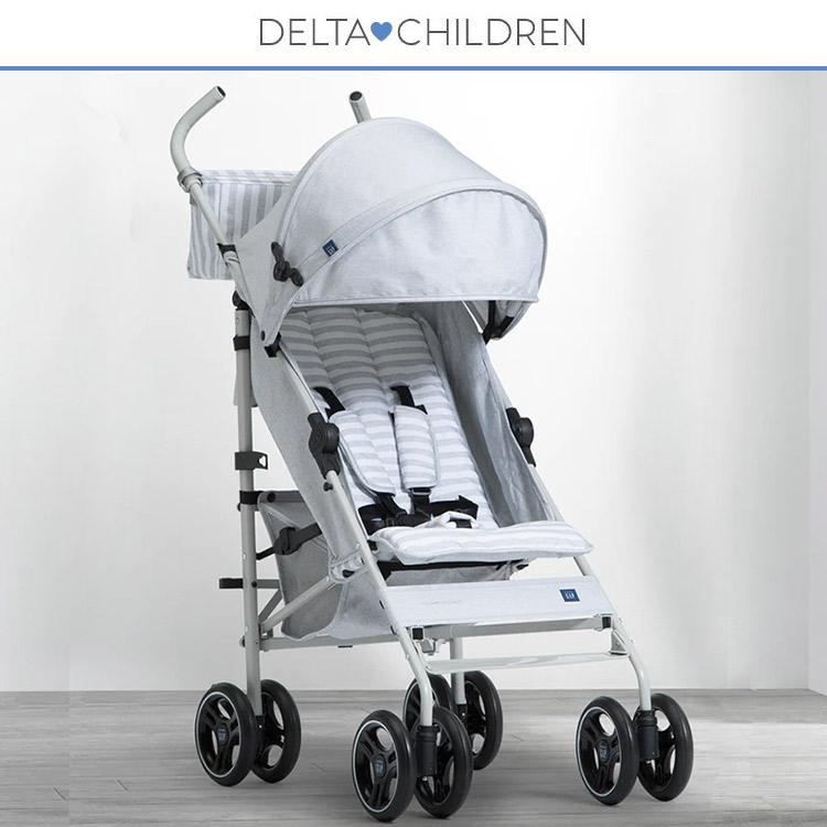 グレー ベビーカー 大きな日よけ付き ベビーギャップ シングル ベビーカー グレー ストライプ B型