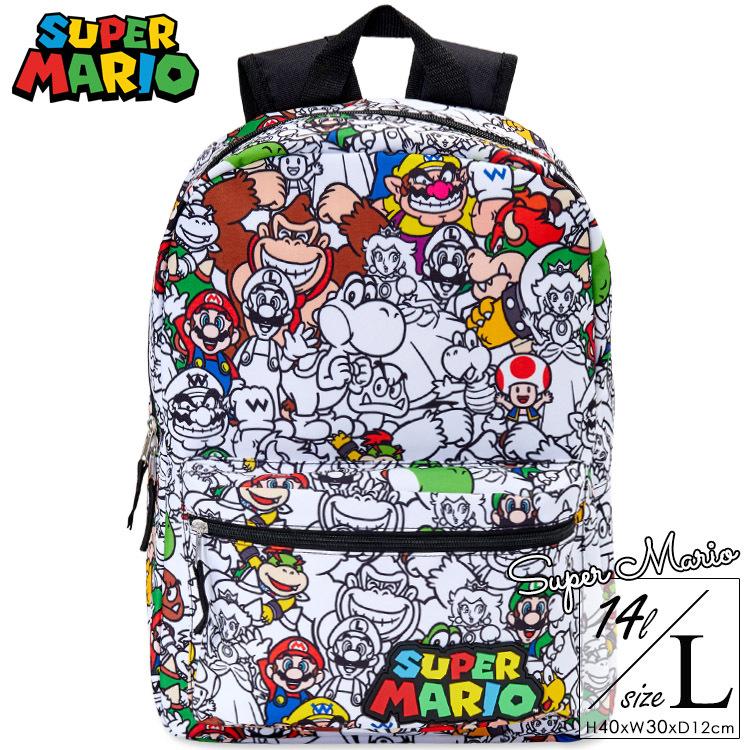 リュックサック スーパーマリオ 総柄 Lサイズ 男の子 女の子 リュック 大きめ 子供から大人まで キャラクター 通学バッグ N Paranino 通販 Yahoo ショッピング