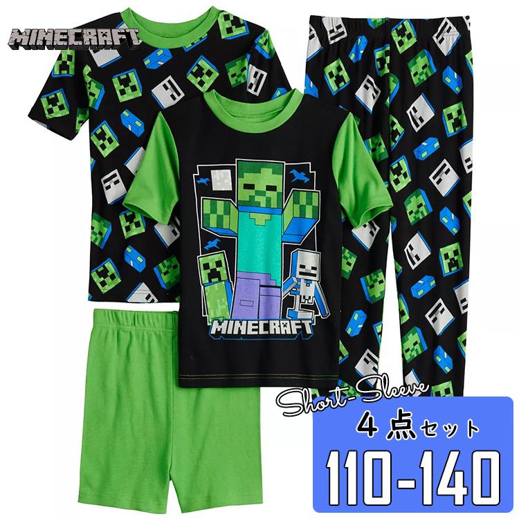 マインクラフト パジャマ 2着 4点セット 半袖 ハーフパンツ 長ズボン マイクラ 子供用 キャラクター 寝巻き 100 110 1 130 140 N Pjssmc Paranino 通販 Yahoo ショッピング
