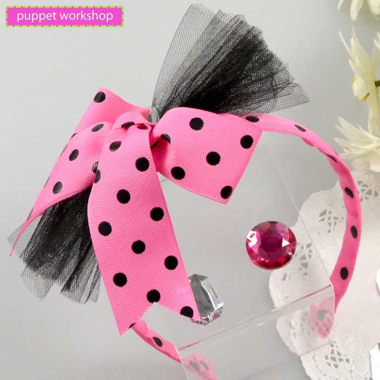 売切価格/カチューシャ ピンク ドット リボン ヘアアクセサリー DBHB
