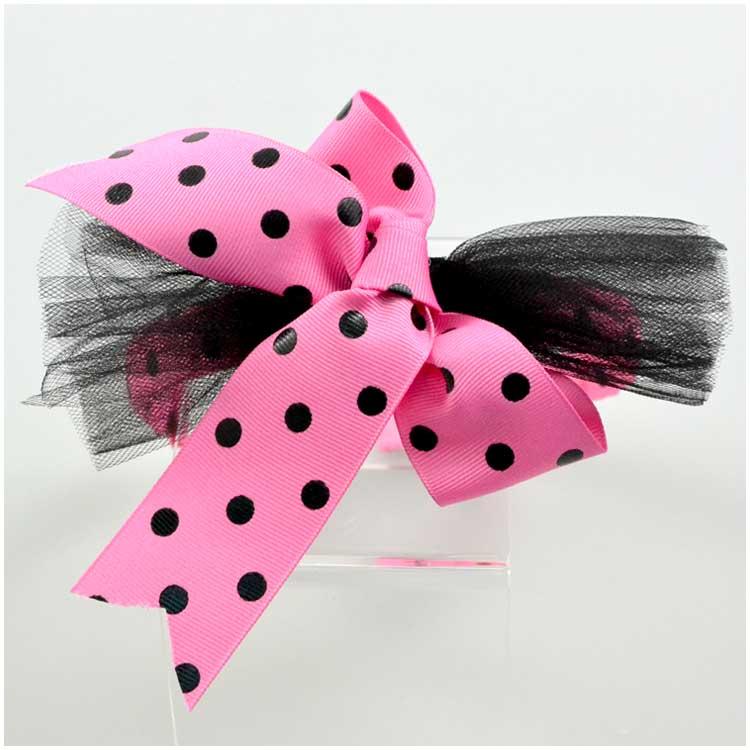 売切価格/カチューシャ ピンク ドット リボン ヘアアクセサリー DBHB