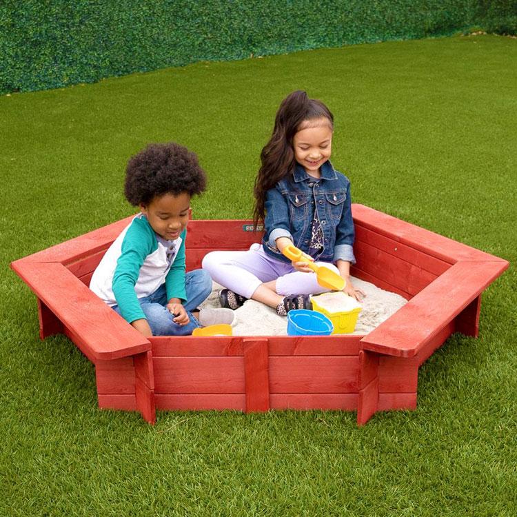 ヘキサゴン サンドボックス 砂場 蓋付き カバー シート 六角形 木製